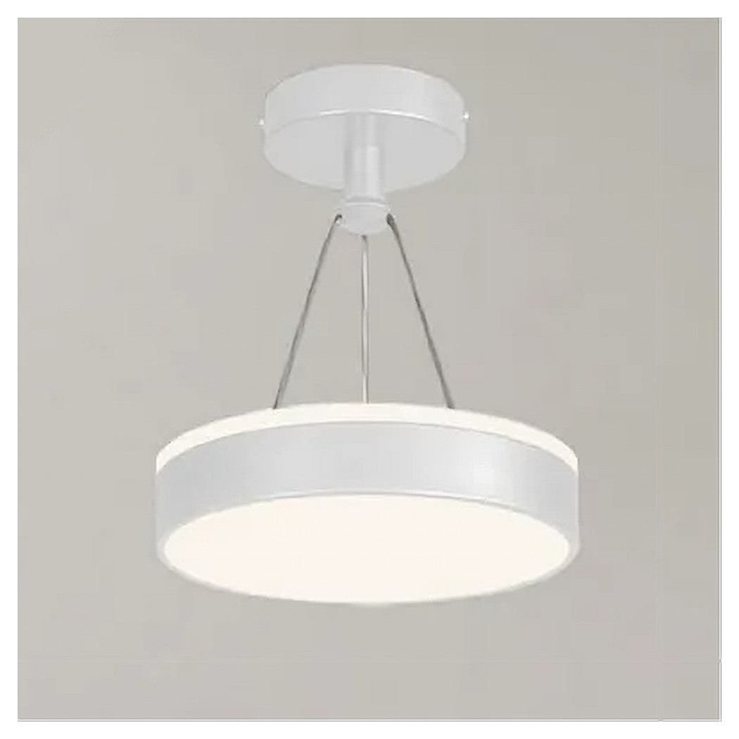 foto del prodotto trade shop lampadario a sospensione led 24 w cerchio tondo moderno bianco doppia luce 50506 