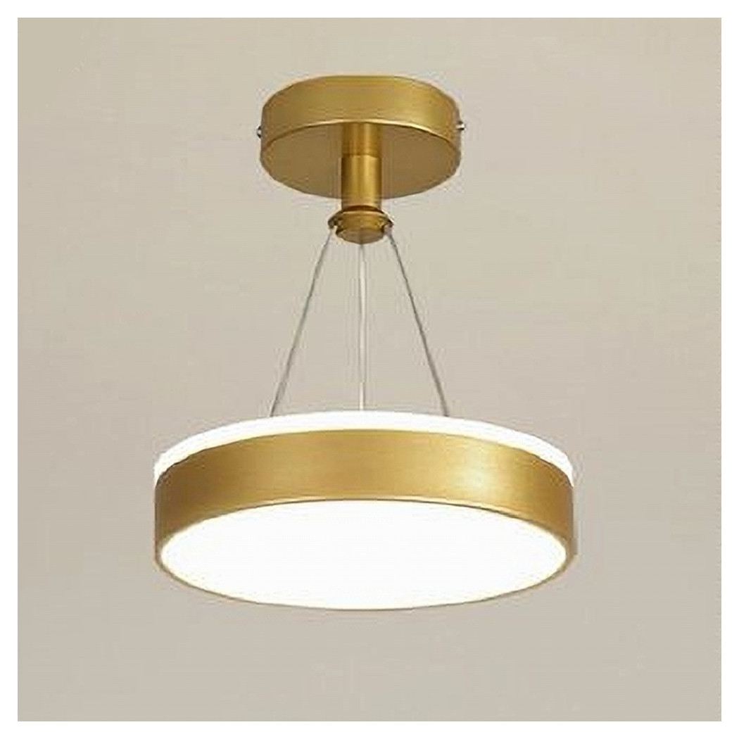 foto del prodotto trade shop - lampadario a sospensione led 24 watt cerchio tondo moderno oro doppia luce 50520 -