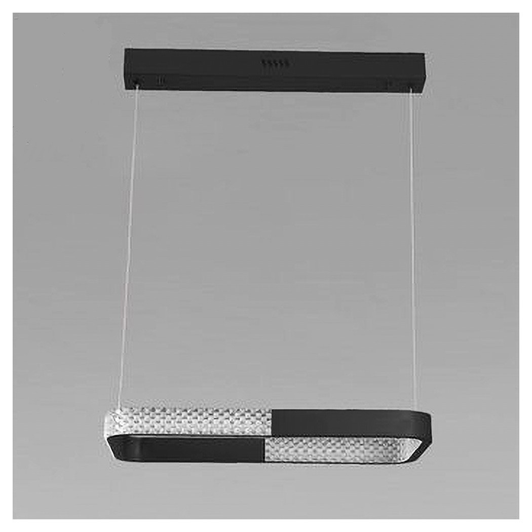 foto del prodotto trade shop lampadario a sospensione led 24w rettangolare nero cristallo con telecomando 32040 