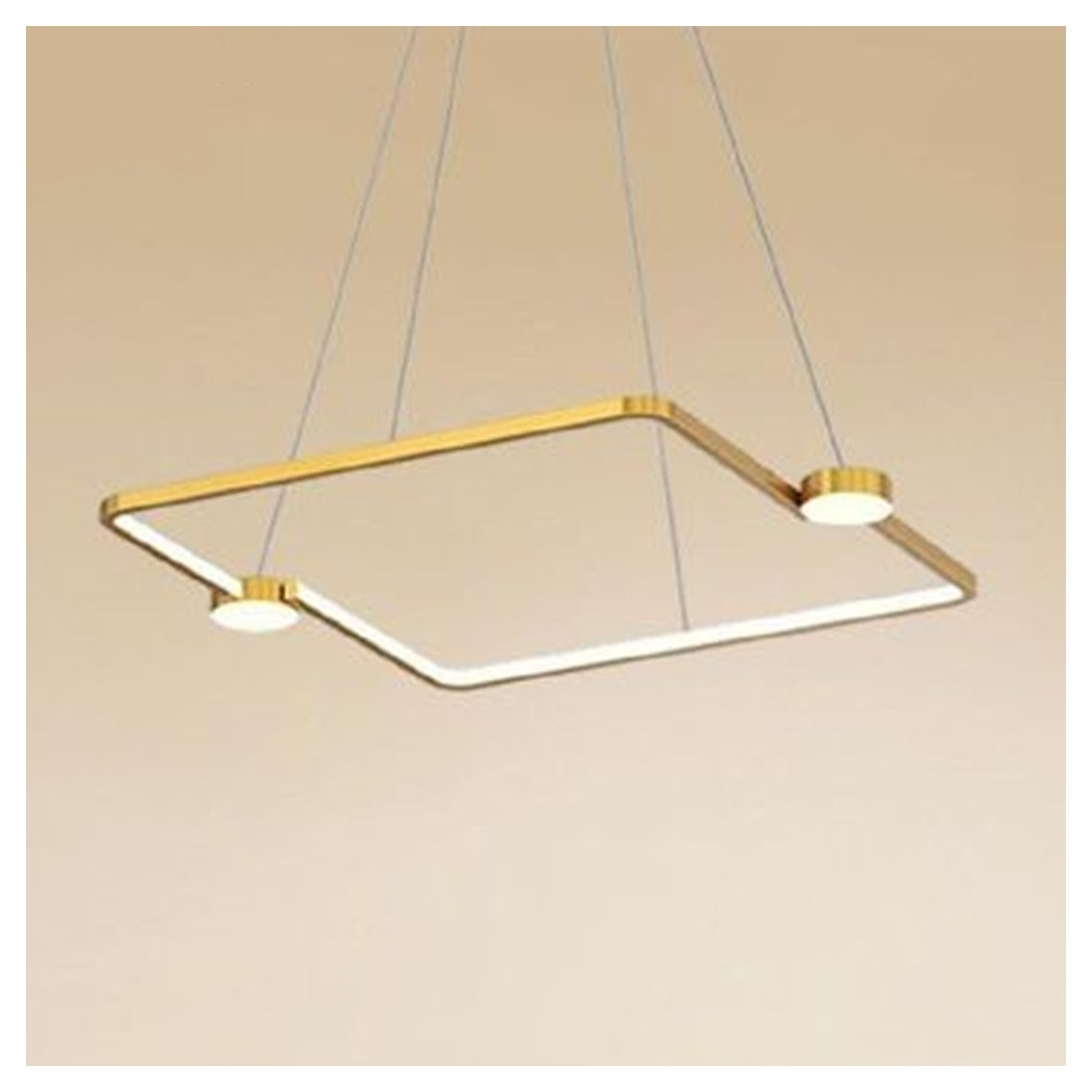 foto del prodotto trade shop lampadario a sospensione led 30w quadrato con telecomando design moderno oro 71170 