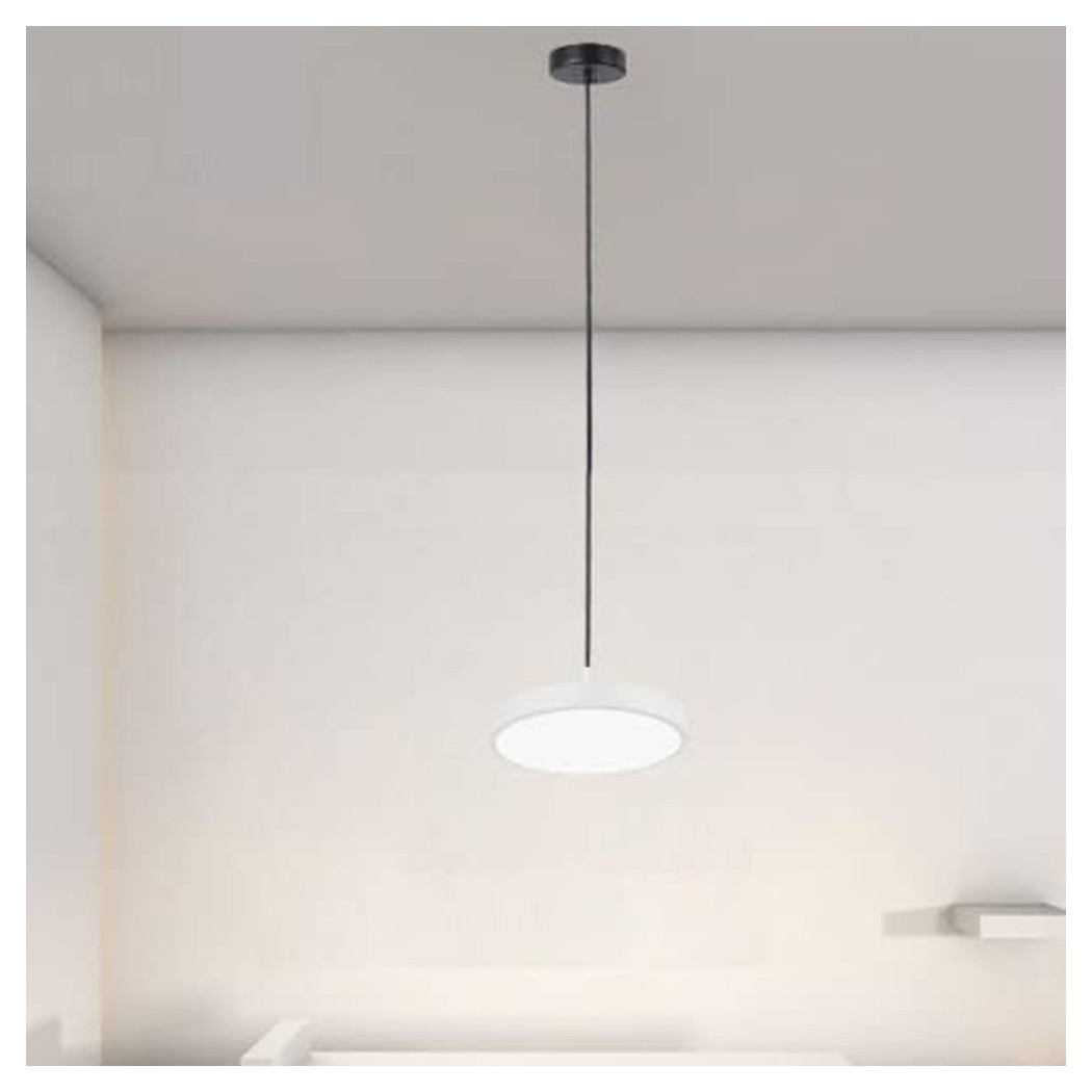 foto del prodotto trade shop lampadario a sospensione led 40w bianco cerchio tondo moderno minimal luce 6500k 32880 