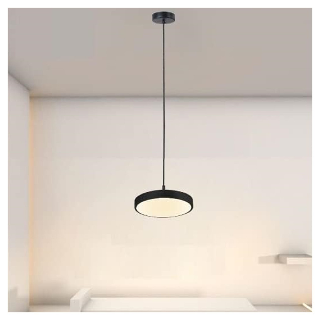 foto del prodotto trade shop lampadario a sospensione led 40w nero cerchio tondo moderno minimal luce 4000k 32897 