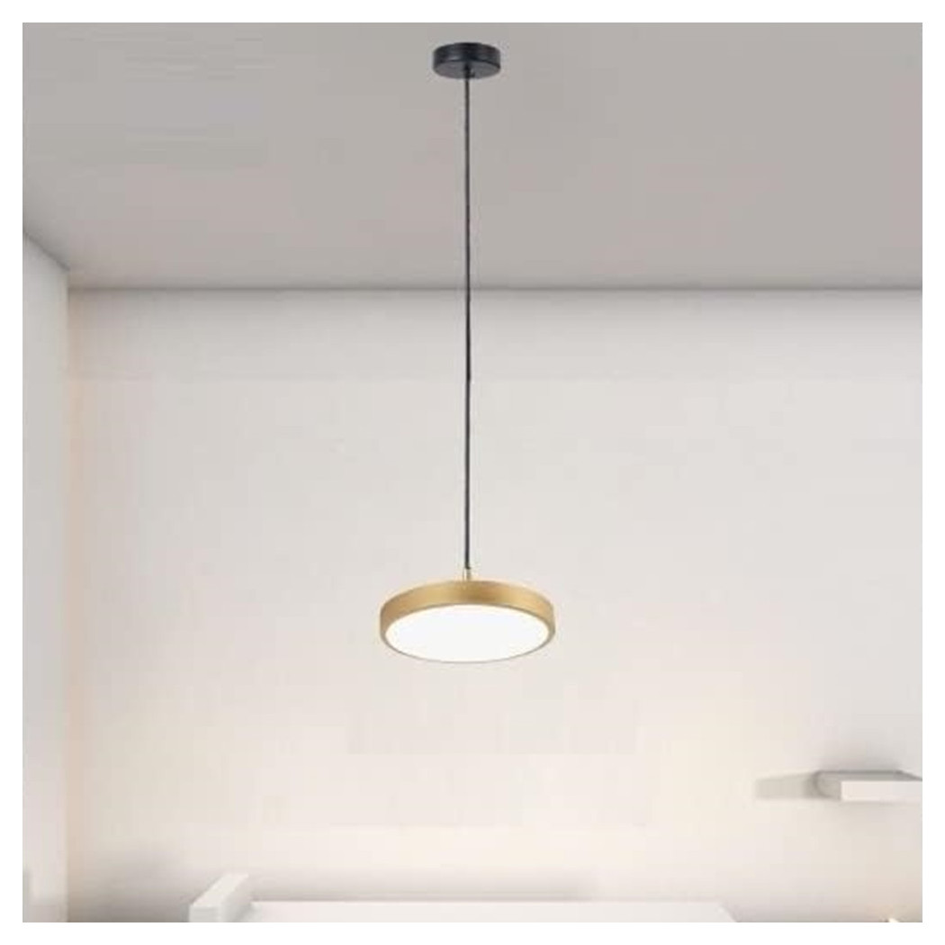 foto del prodotto trade shop lampadario a sospensione led 40w oro cerchio tondo moderno minimal luce 6500k 32927 