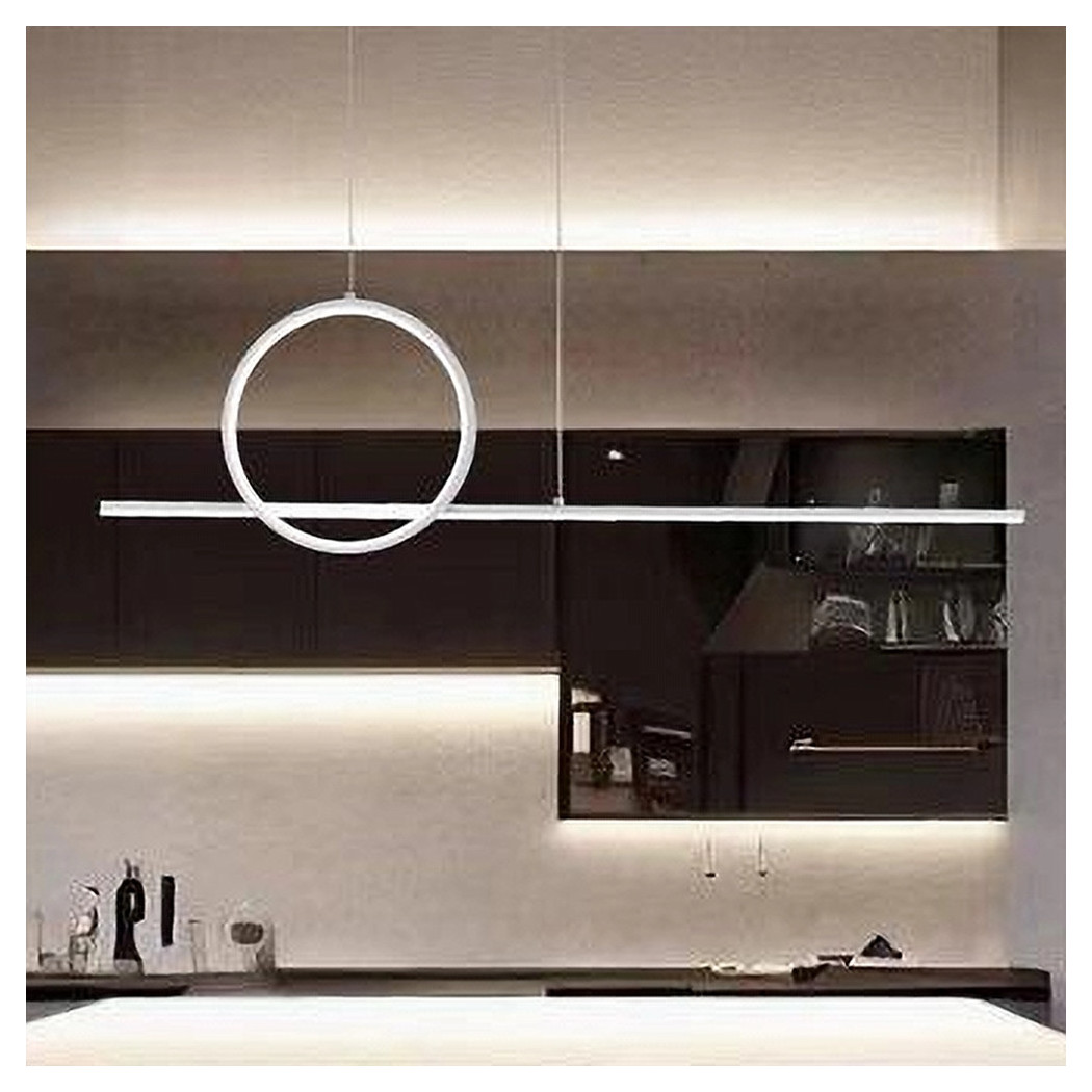 foto del prodotto trade shop lampadario a sospensione led 48w design cerchio linea moderno bianco ip20 lampada 01189 