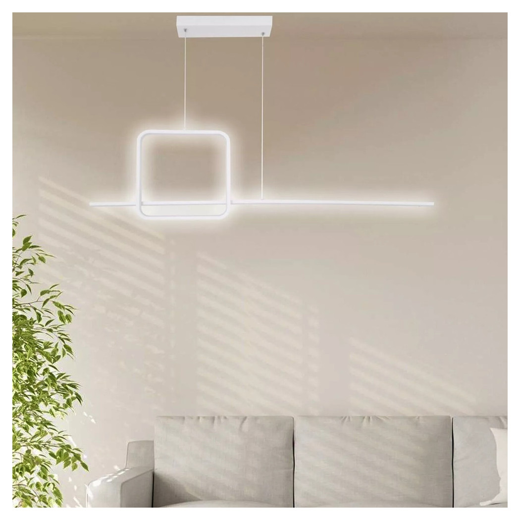 foto del prodotto trade shop lampadario a sospensione led 48w design quadrato linea bianco ip20 luce 4000k 33559 