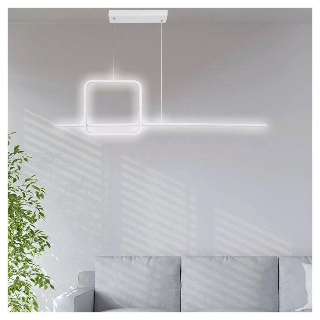 foto del prodotto trade shop lampadario a sospensione led 48w design quadrato linea bianco ip20 luce 6500k 33542 