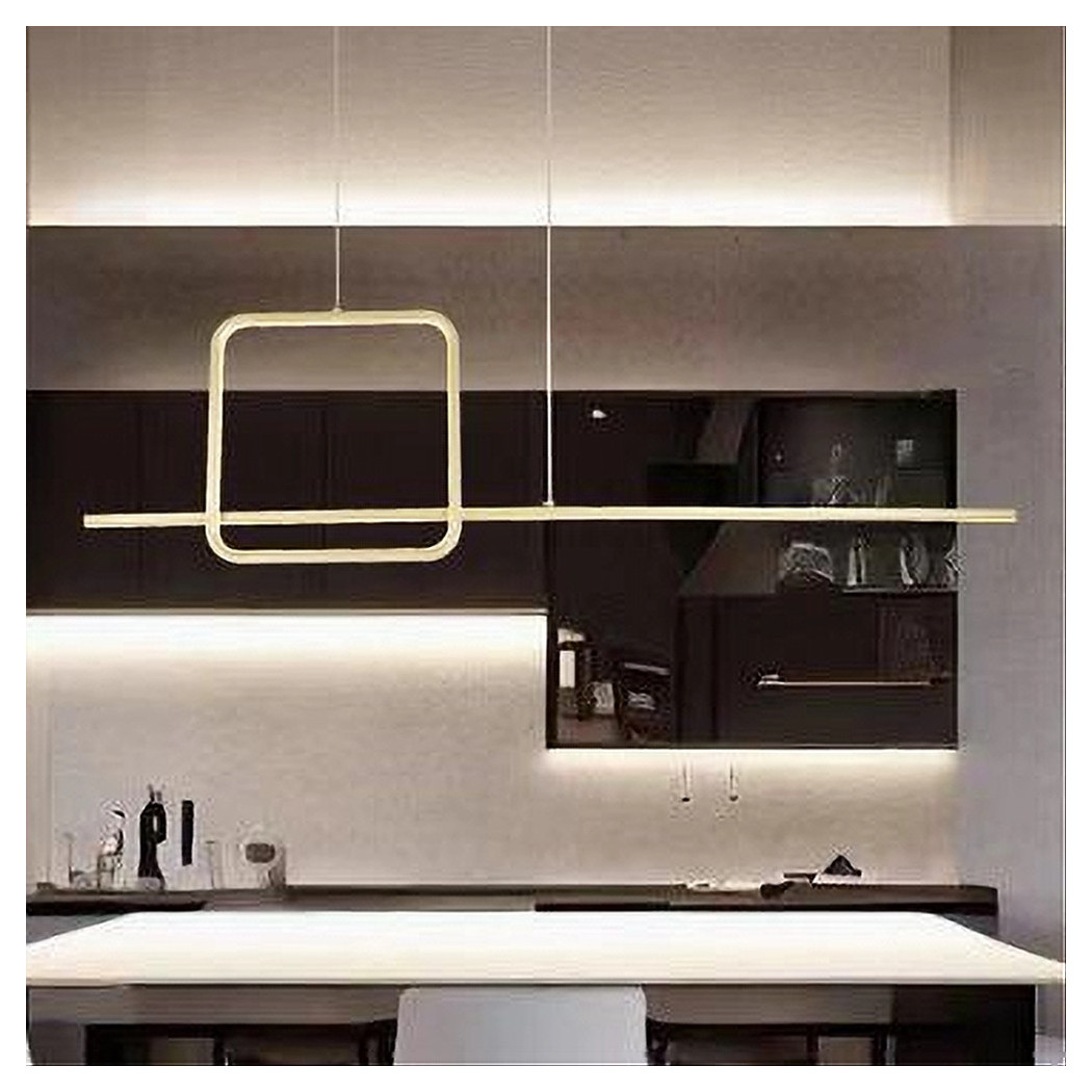 foto del prodotto trade shop - lampadario a sospensione led 48w design quadrato linea oro ip20 cucina luce 4000k 33535 -