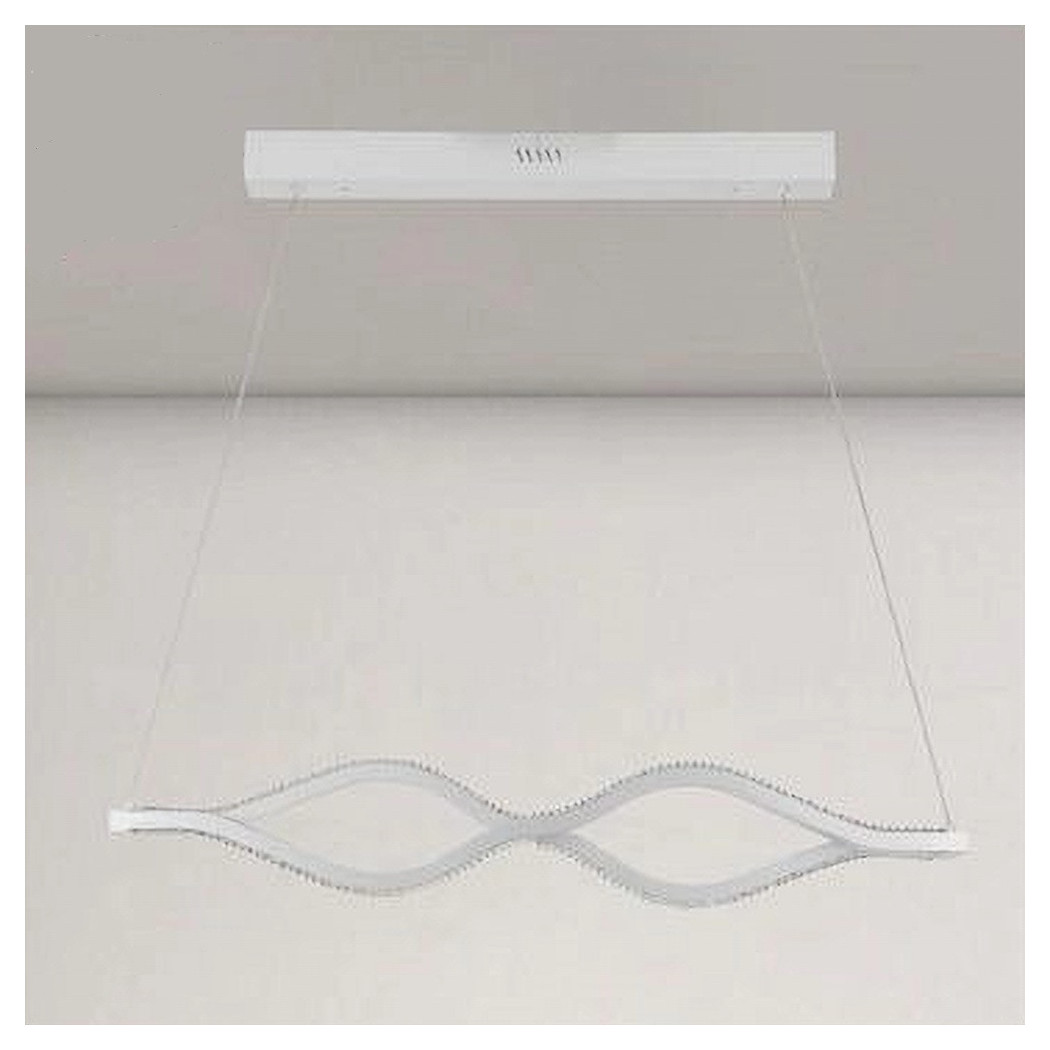 foto del prodotto trade shop lampadario a sospensione led 58 w onda infinito cristallo ondulato bianco 32125 