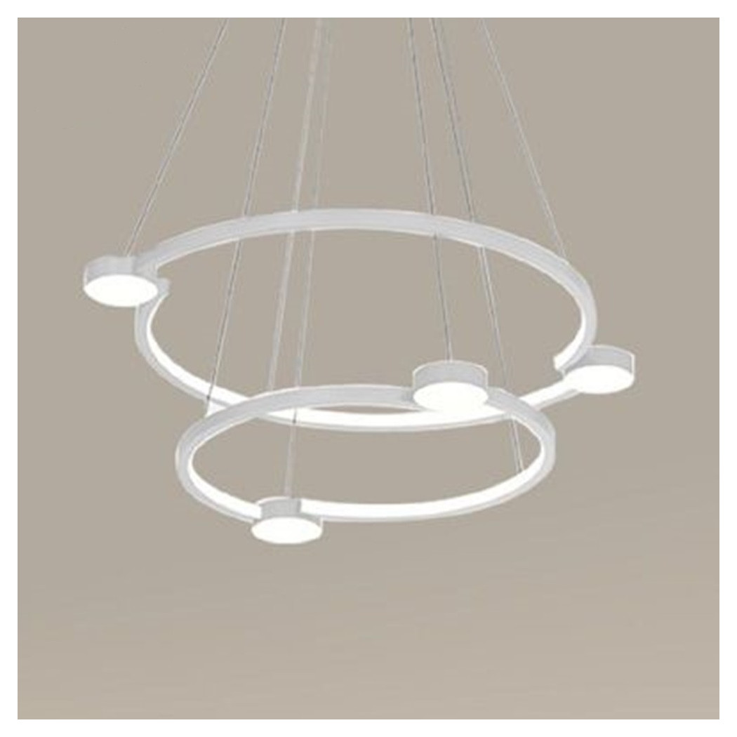 immagine 0 del prodotto trade shop lampadario a sospensione led 60w 2 cerchi con telecomando design moderno bianco 71101 