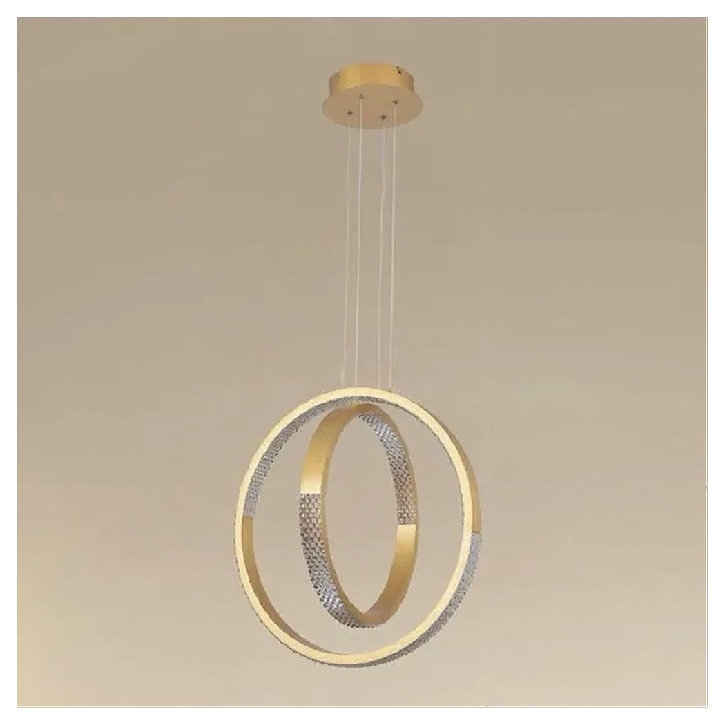 foto del prodotto trade shop - lampadario a sospensione led 64 w circolare effetto cristallo moderno oro 32170 -