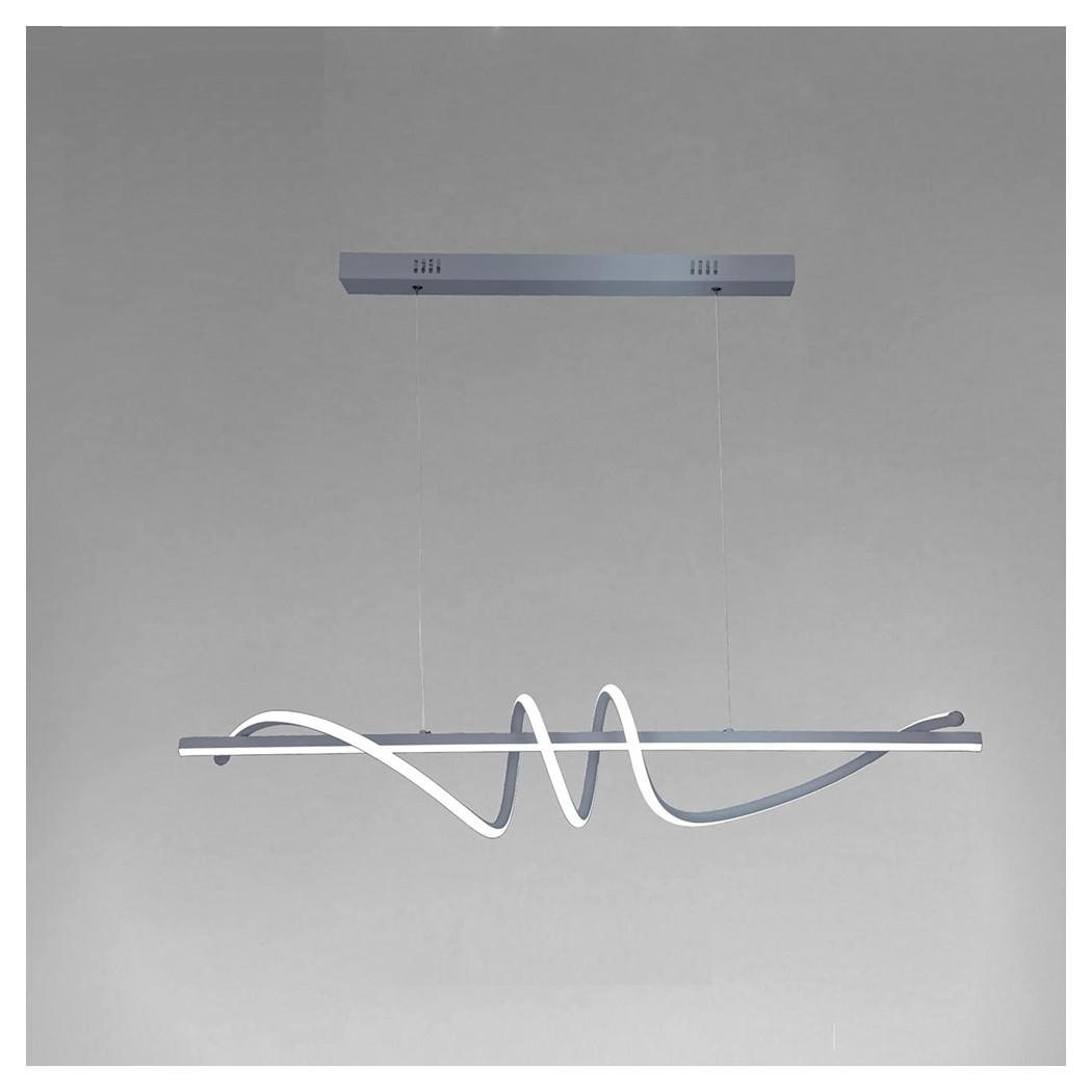 foto del prodotto trade shop - lampadario a sospensione led 65w argento spirale ondulato luce 6500k vortice orizzontale 32477 -