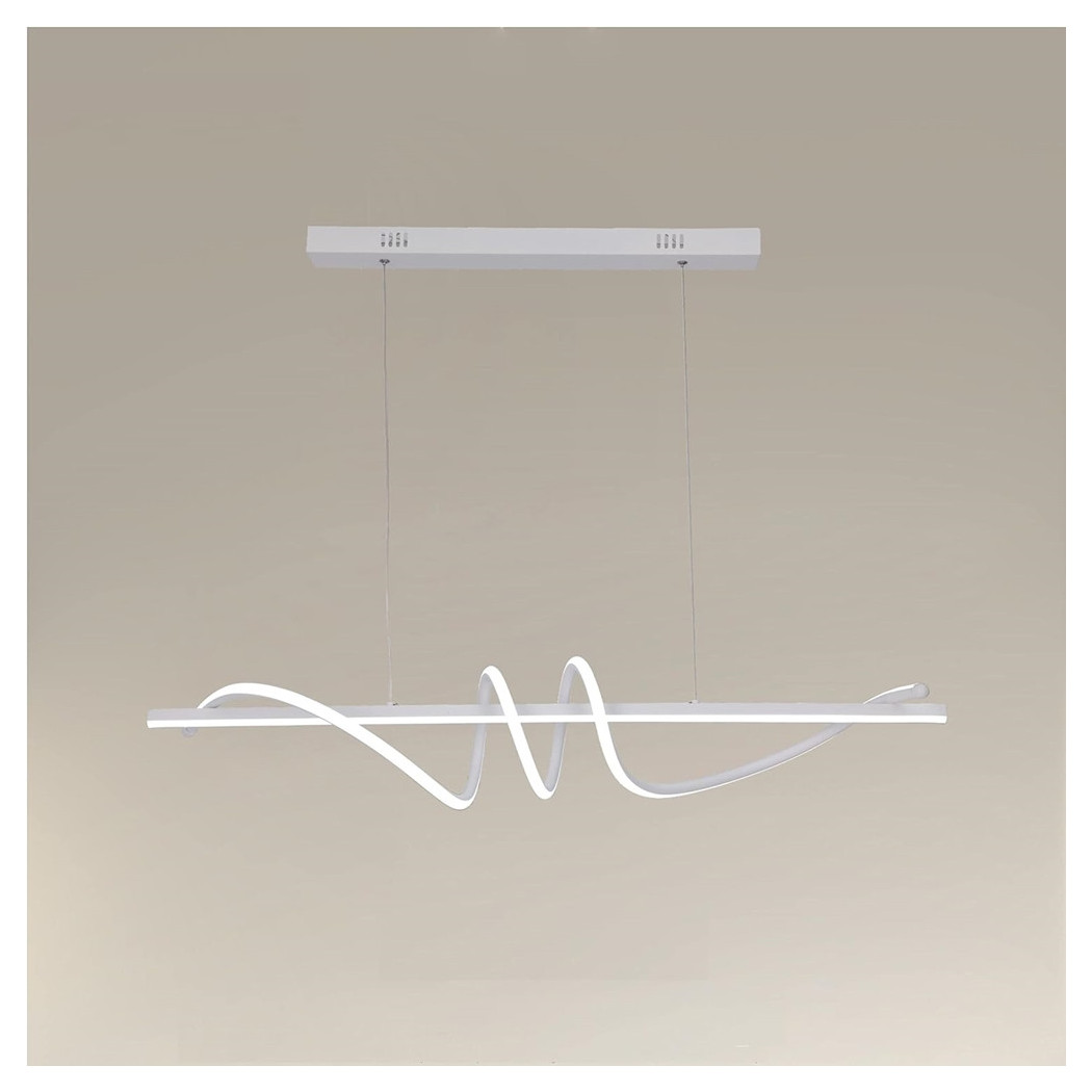 foto del prodotto trade shop lampadario a sospensione led 65w bianco spirale ondulato luce 4000k vortice orizzontale 32422 