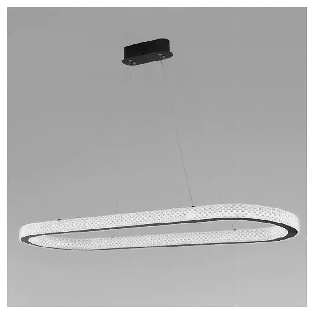 foto del prodotto trade shop - lampadario a sospensione led 92 w ovale lampada orizzontale cristallo nero 31999 -