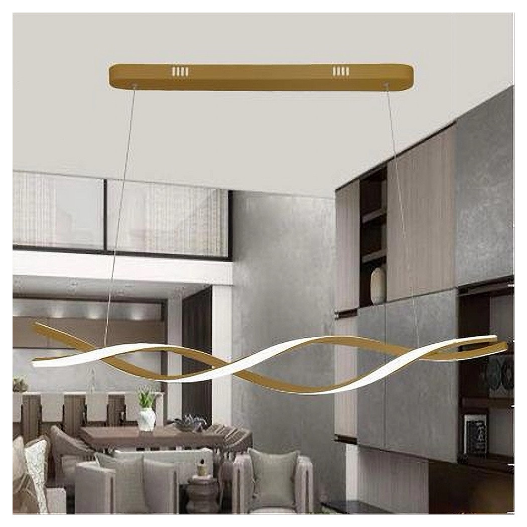 foto del prodotto trade shop lampadario a sospensione luce 3000k 6500k led 48w oro spirale vortice orizzontale 01110 