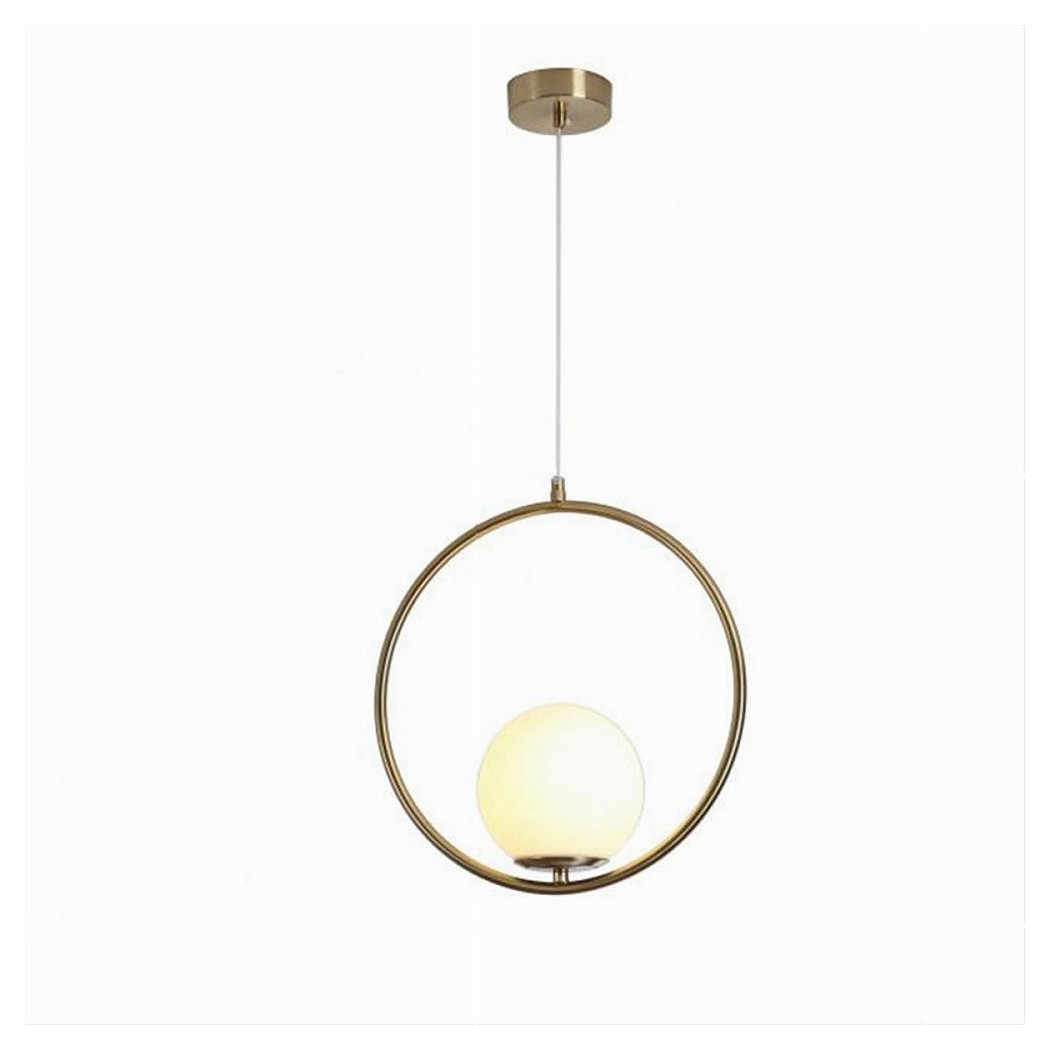 foto del prodotto trade shop lampadario a sospensione minimalista lampada metallo bronzo con sfera vetro g9 a97 