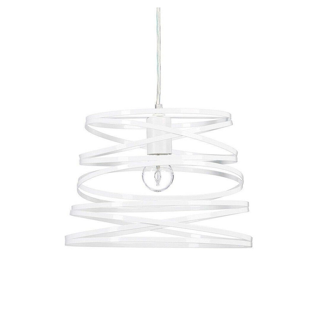 foto del prodotto trade shop lampadario a sospensione moderno paralume metallo a vortice traforato bianco a08 