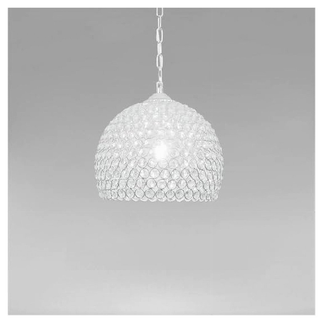 foto del prodotto trade shop lampadario a sospensione semi sfera argento cupola cristalli incastrati e27 32965 