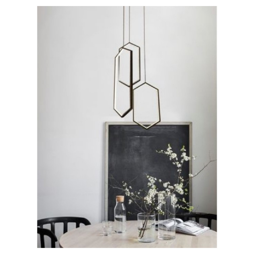 foto del prodotto trade shop lampadario a sospensione soffitto led moderno 70watt esagoni pendenti nero lp 05 