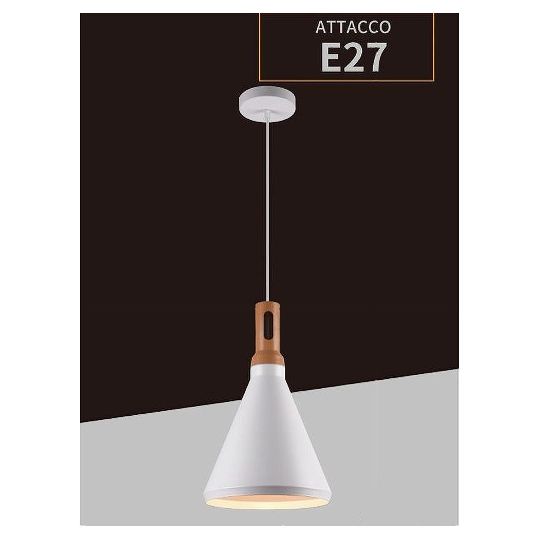 foto del prodotto trade shop lampadario a sospensione stile industriale in metallo pendente a cono e27 a94 bianco