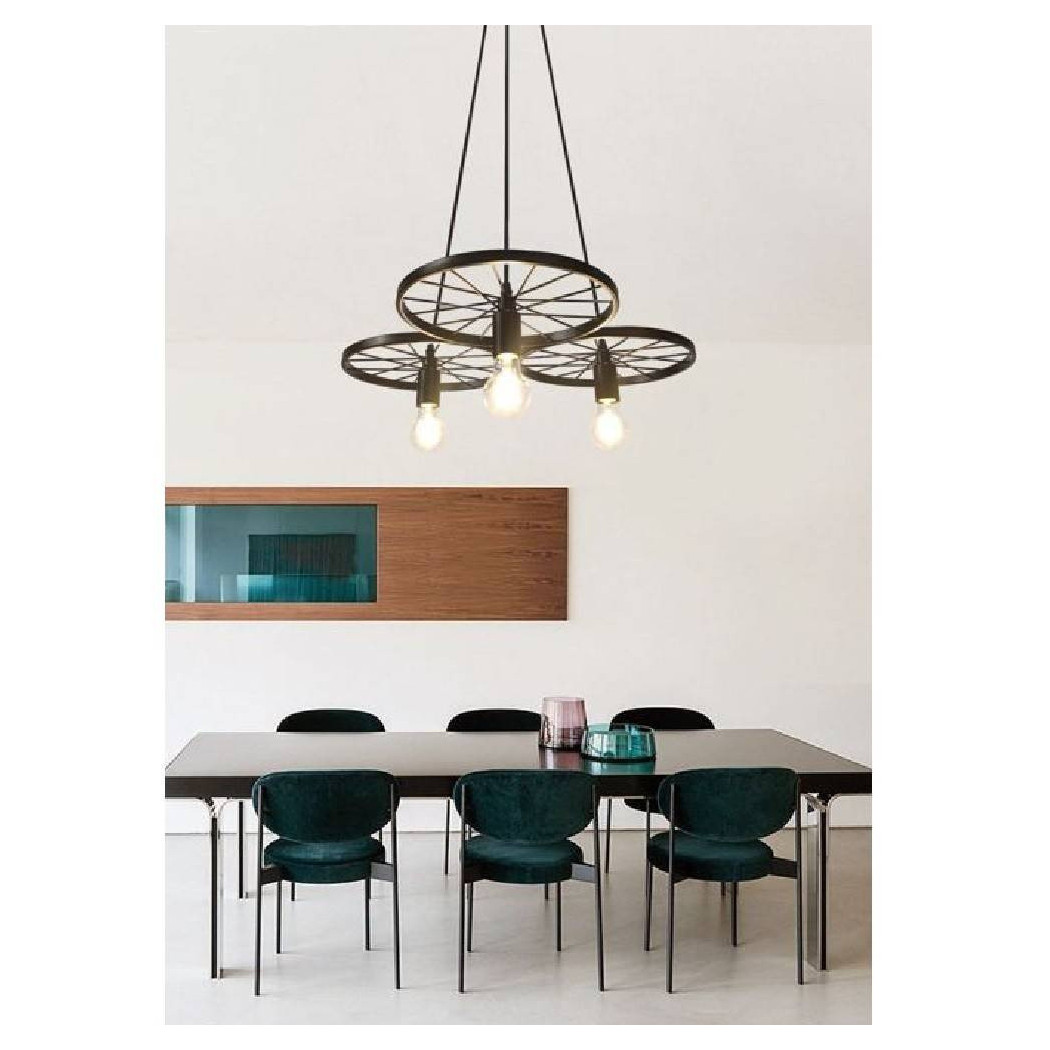 foto del prodotto trade shop lampadario a sospensione vintage 3 portalampada e27 rustica retr country lp 86n 