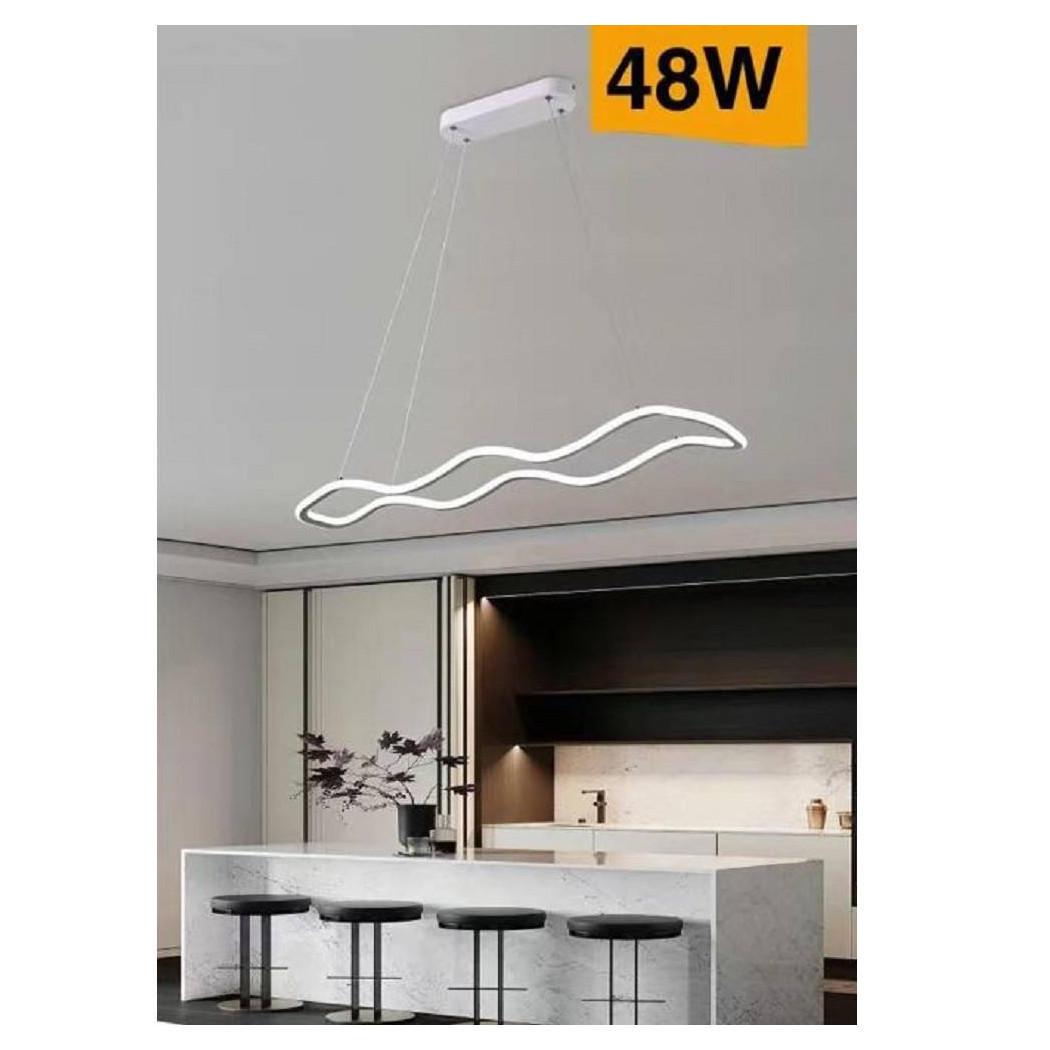 foto del prodotto trade shop - lampadario bianco ondulato a led 48 w sospensione luce 6500k 3000k 4000k b67-b - -bianco freddo -
