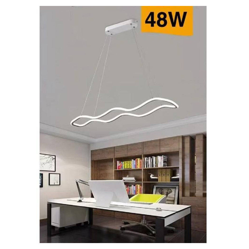 foto del prodotto trade shop lampadario bianco ondulato a led 48 w sospensione luce 6500k 3000k 4000k b67 b bianco naturale 