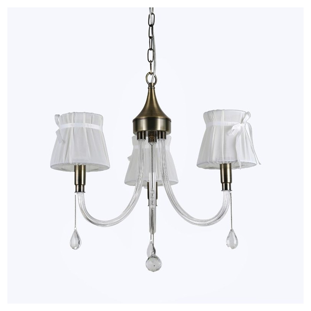 foto del prodotto trade shop lampadario classico bronzo bianco a 3 bracci lampada da soffitto a sospensione 92402 
