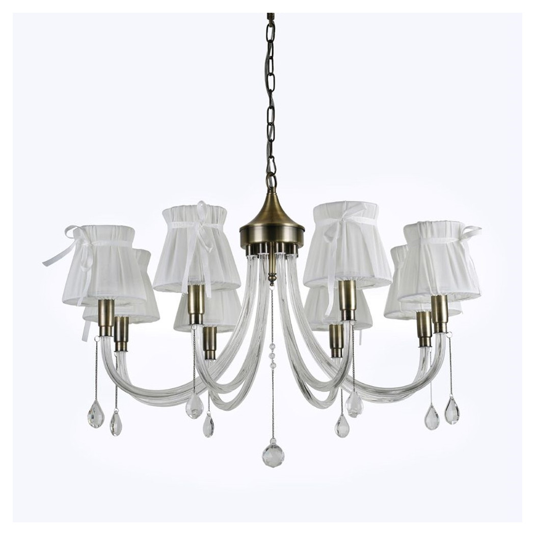 foto del prodotto trade shop lampadario classico bronzo bianco a 8 bracci lampada da soffitto a sospensione 92389 