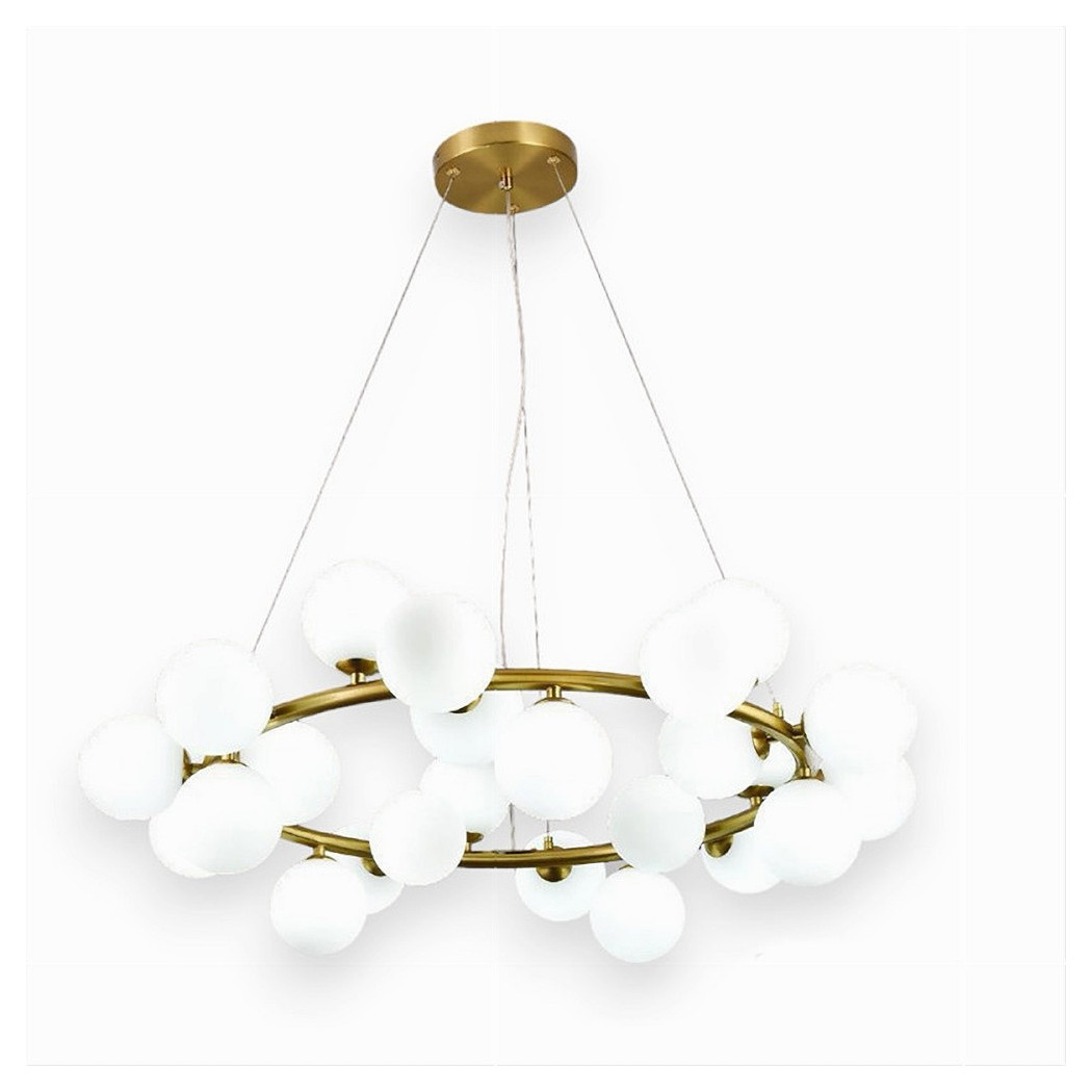 foto del prodotto trade shop lampadario contemporaneo in metallo bronzo a sospensione 25 sfere vetro g9 b87 