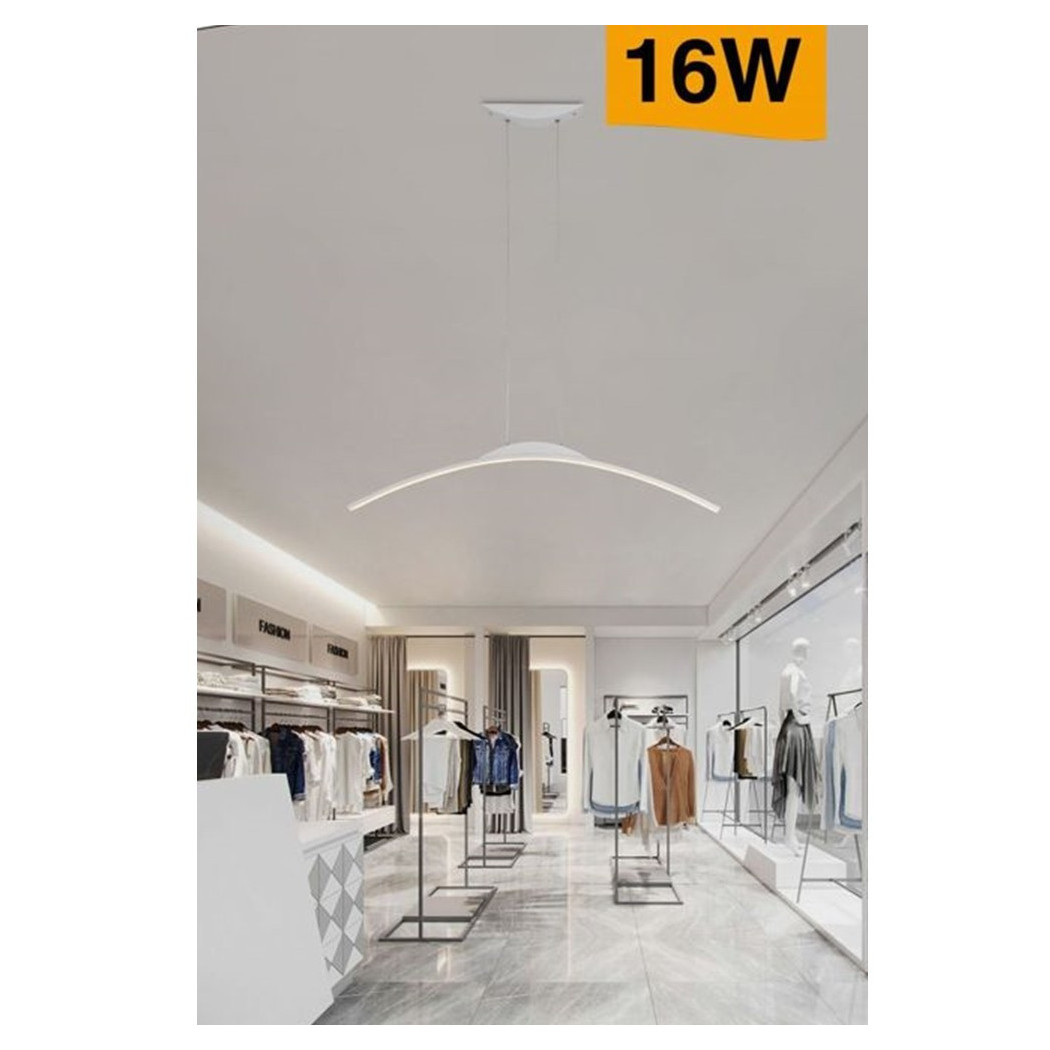 foto del prodotto trade shop lampadario da soffitto a sospensione led 16w curvato luce 3000k 6500k 4000k b68 b bianco caldo 