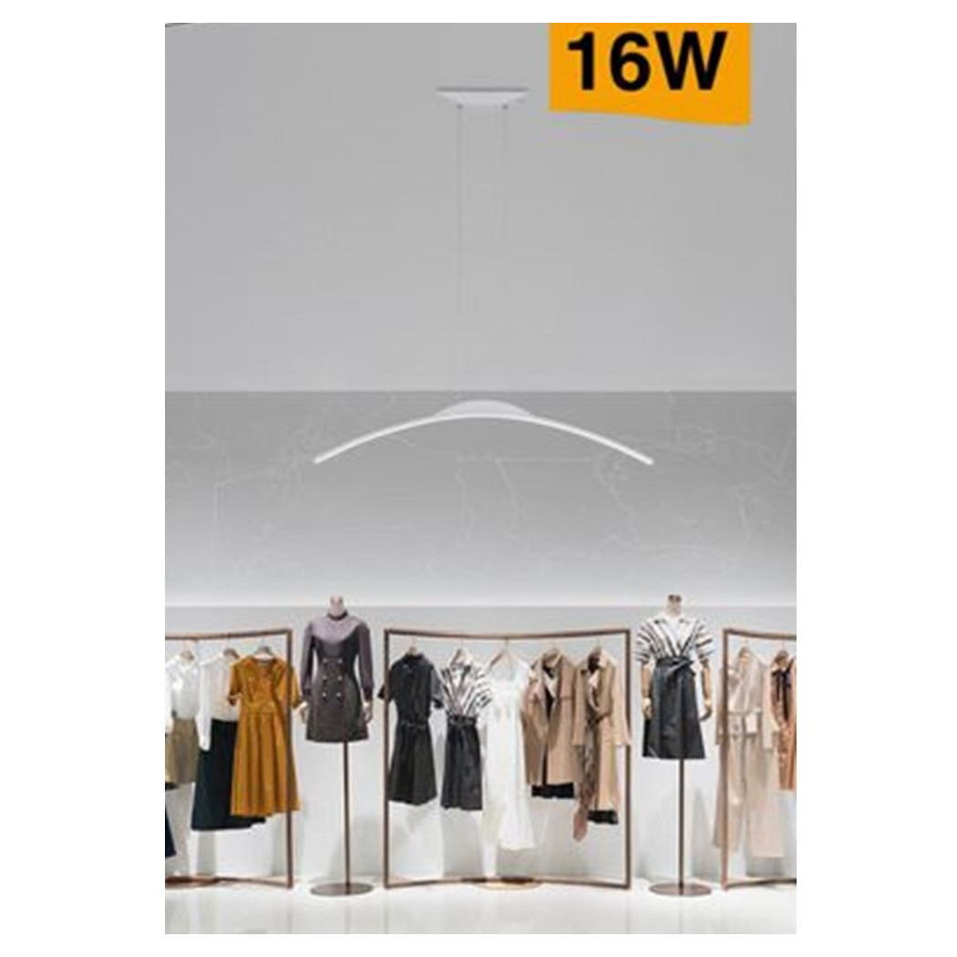 foto del prodotto trade shop lampadario da soffitto a sospensione led 16w curvato luce 3000k 6500k 4000k b68 b bianco freddo 