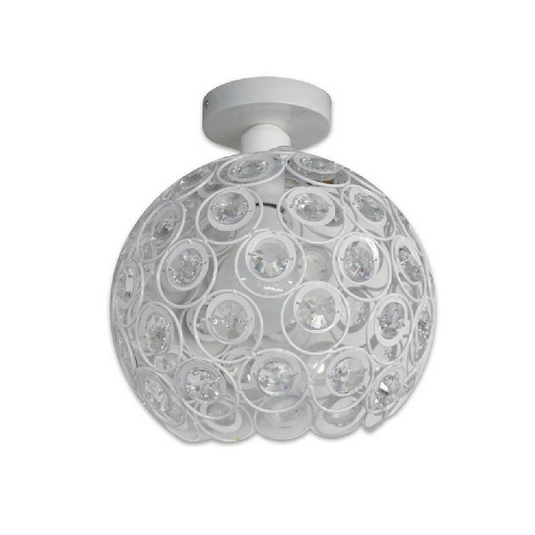 foto del prodotto trade shop lampadario da soffitto a sospensione plafoniera sfere cristallo lampada e27 c23 bianco