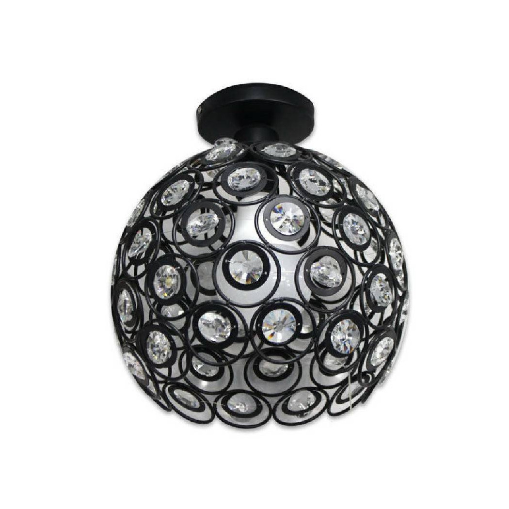 foto del prodotto trade shop - lampadario da soffitto a sospensione plafoniera sfere cristallo lampada e27 c23 - nero