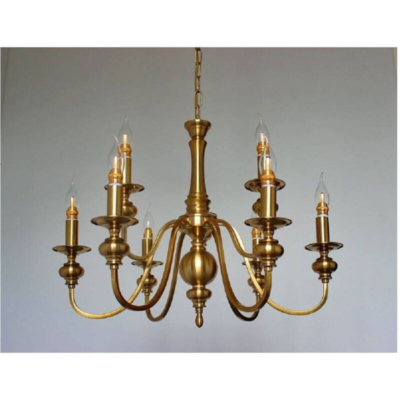 foto del prodotto trade shop lampadario da soffitto design classico 8 bracci effetto ottone vintage 6097 a32 
