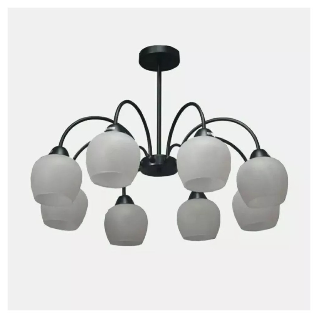 foto del prodotto trade shop lampadario da soffitto e27 8 bracci moderno lampada con coppe in vetro sospesa 00934 