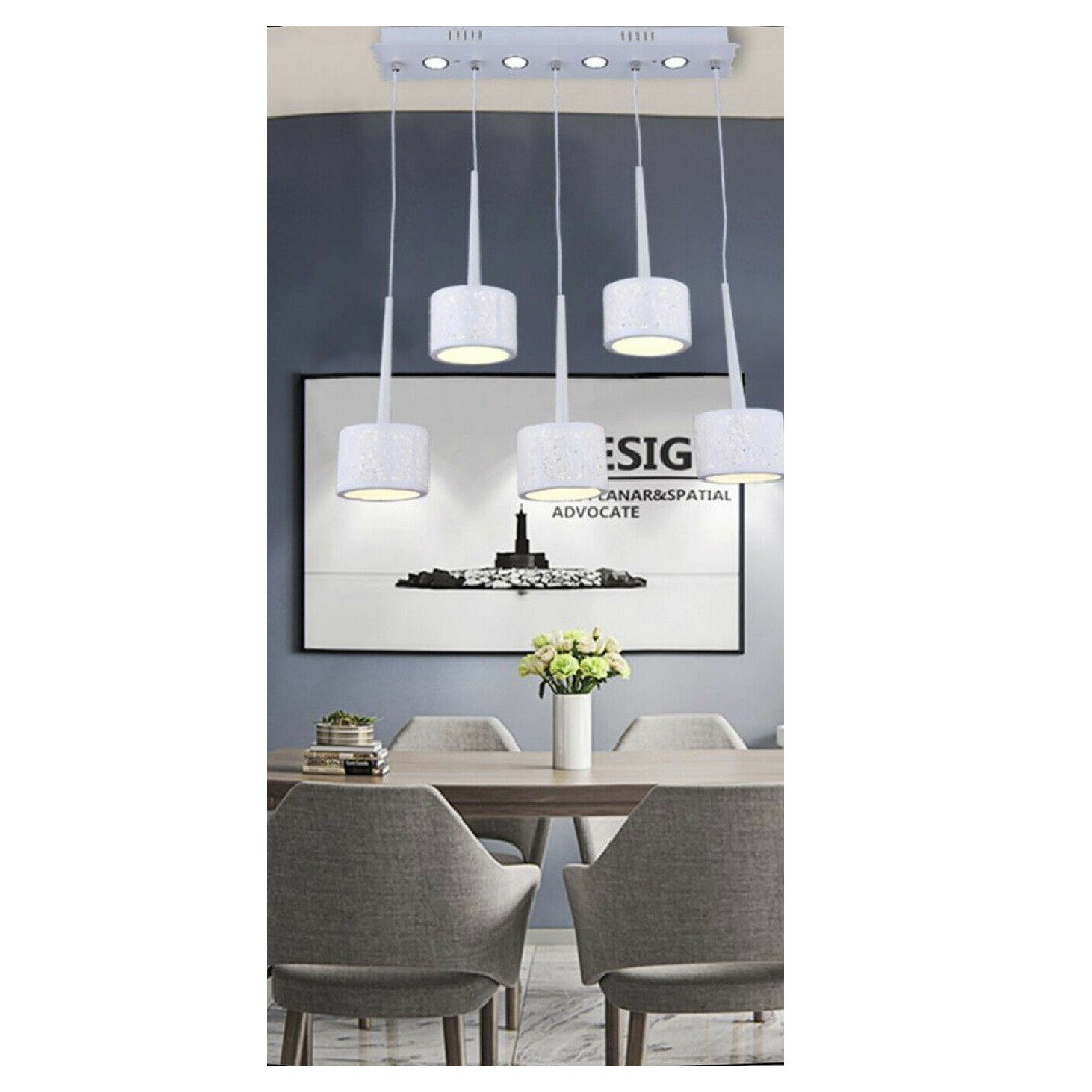 foto del prodotto trade shop lampadario da soffitto sospensione plafoniera paralume bianco 3 accensioni b10 