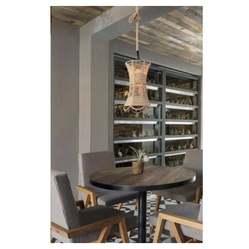 foto del prodotto trade shop lampadario in corda di canapa stile vintage retro lampada country attaco e27 a55 
