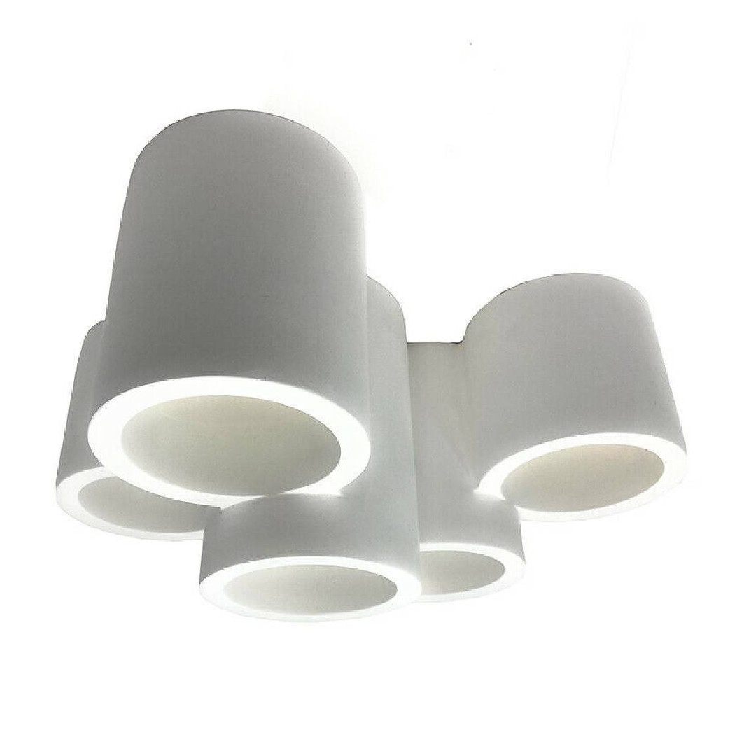 foto del prodotto trade shop lampadario in gesso 5 cilindri verniciabile soffitto lampada faretti gu10 gs c07 