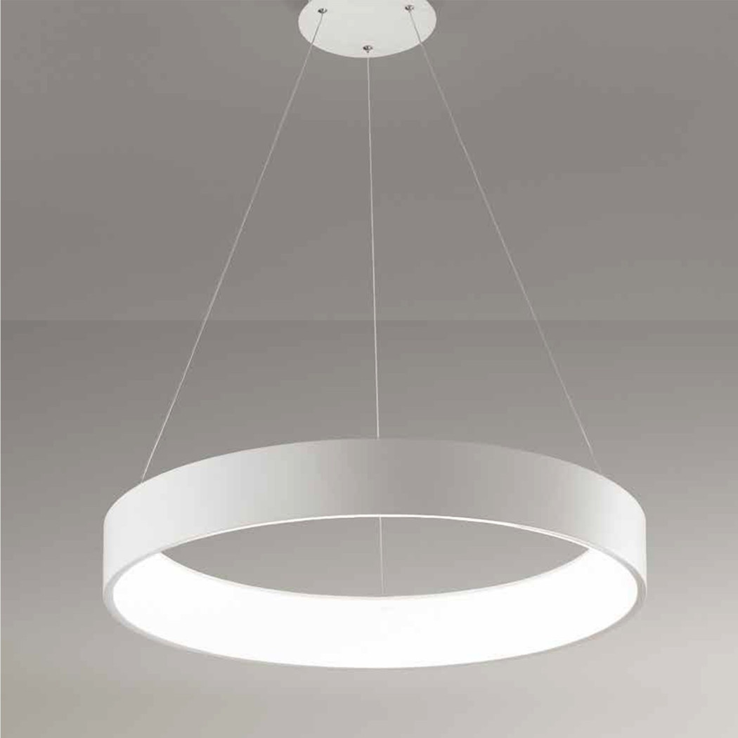 foto del prodotto trade shop lampadario lampada anello argento 45cm luce led soffitto sospensione pendente 