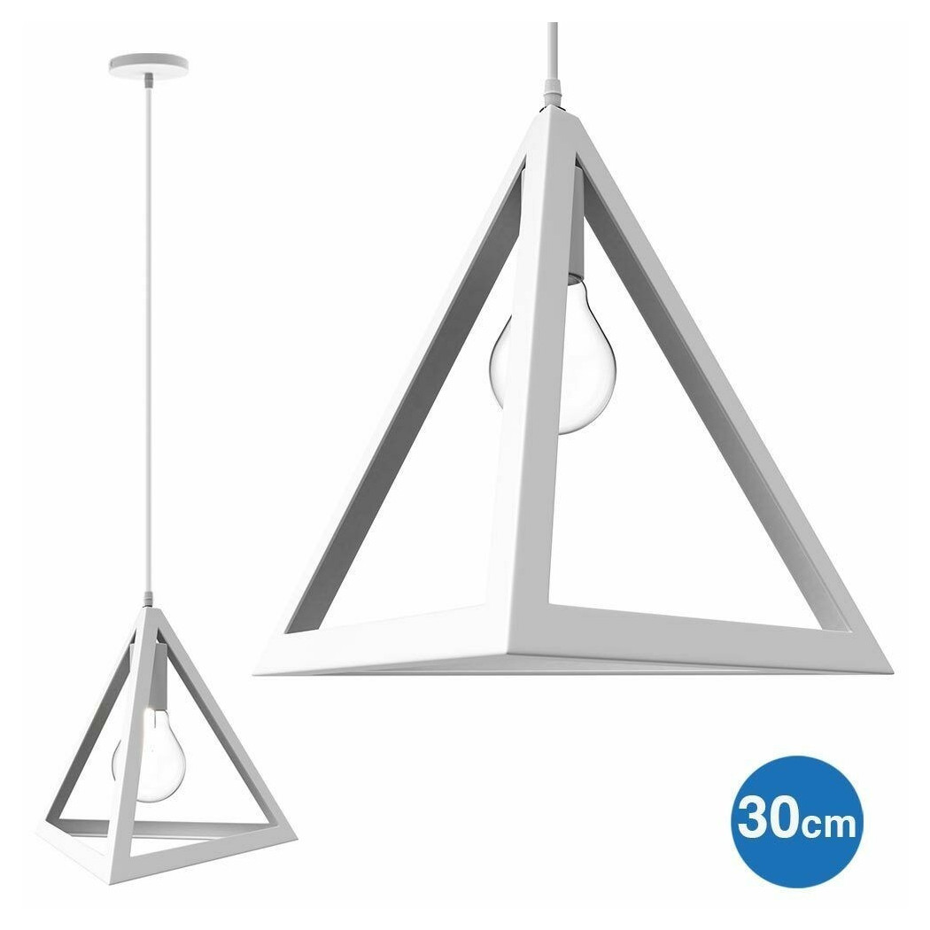 foto del prodotto trade shop lampadario lampada sospensione piramide 30cm design moderno paralume bianco 