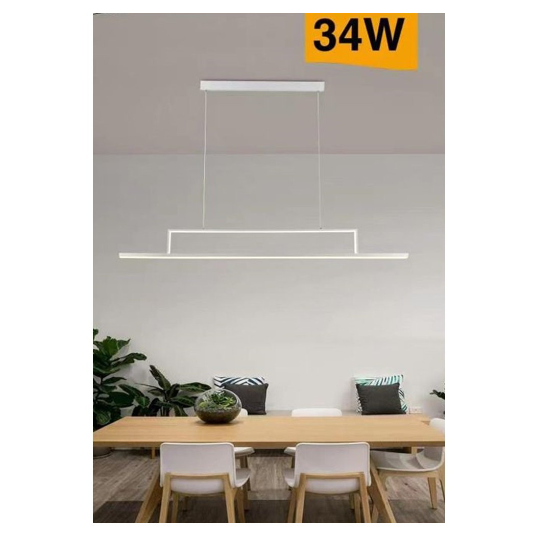 foto del prodotto trade shop lampadario led 34w a sospensione lineare orizzontale luce 3000k 6500k 4000k b66 b bianco caldo 