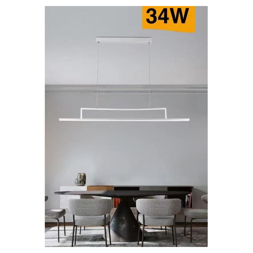 foto del prodotto trade shop lampadario led 34w a sospensione lineare orizzontale luce 3000k 6500k 4000k b66 b bianco freddo 