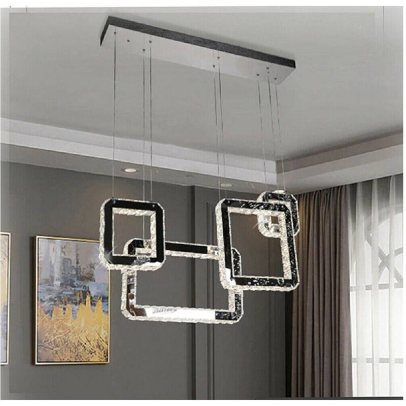 foto del prodotto trade shop lampadario led 55 w a sospensione con cristalli luce fredda 6500k 4 pendenti a17 
