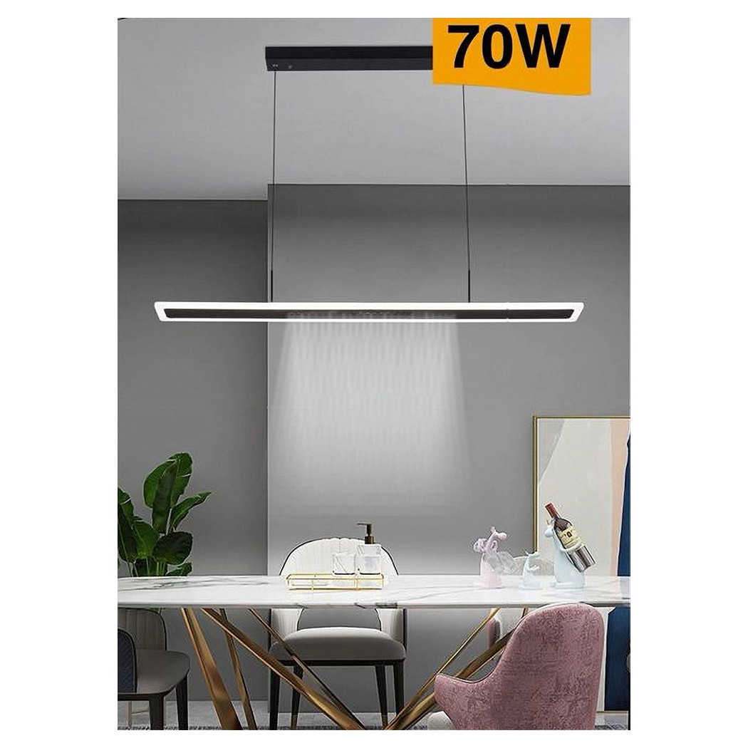 foto del prodotto trade shop lampadario led 70w a sospensione lampada dimmerabile 3 colorazioni di luce b80 3c nero