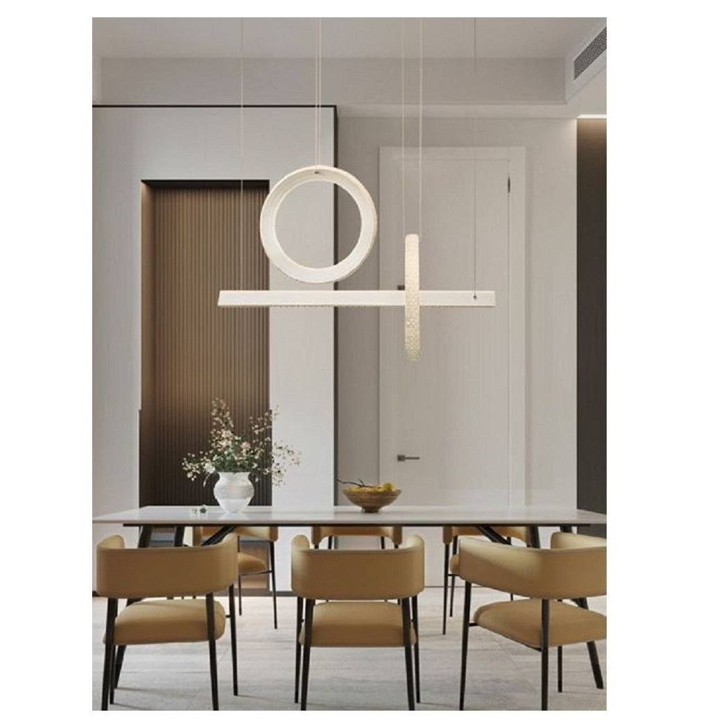 foto del prodotto trade shop lampadario led 80w sospensione luce fredda naturale calda effetto cristallo lp 23b bianco caldo 