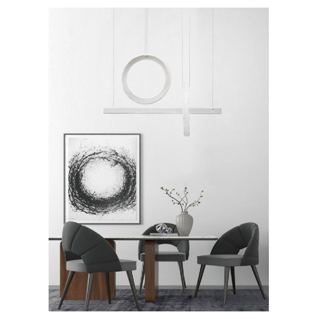 foto del prodotto trade shop lampadario led 80w sospensione luce fredda naturale calda effetto cristallo lp 23b bianco freddo 
