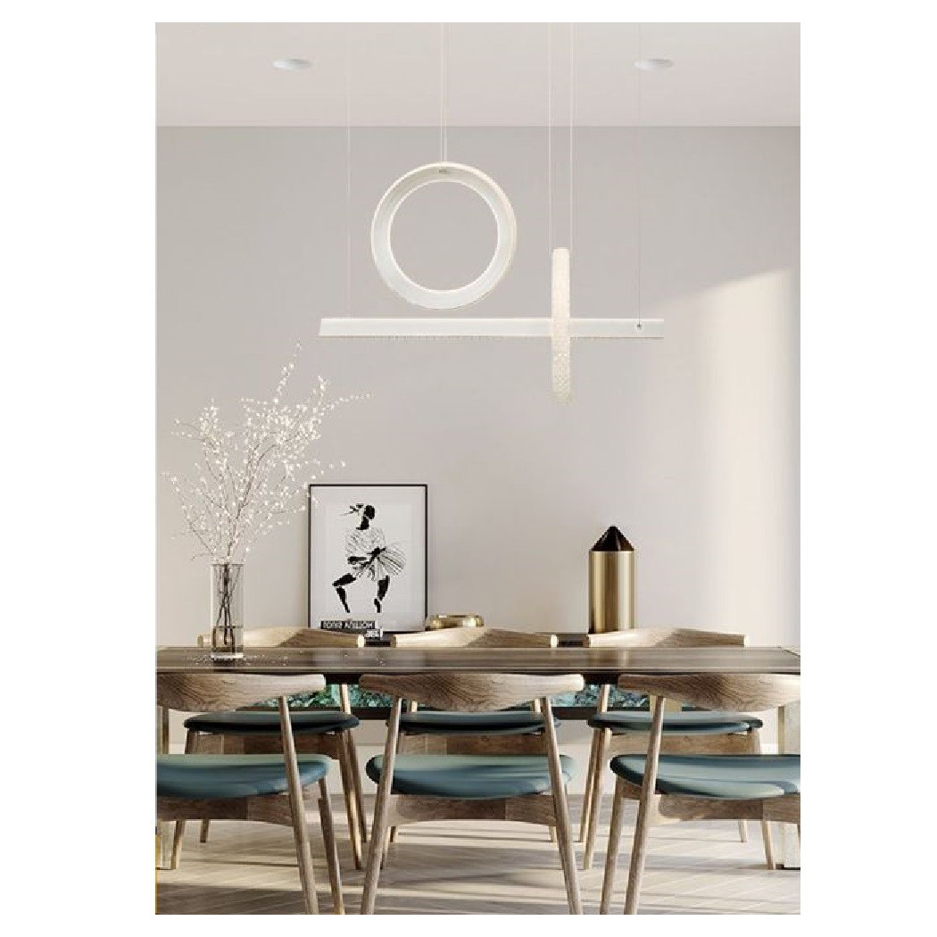 foto del prodotto trade shop lampadario led 80w sospensione luce fredda naturale calda effetto cristallo lp 23b bianco naturale 