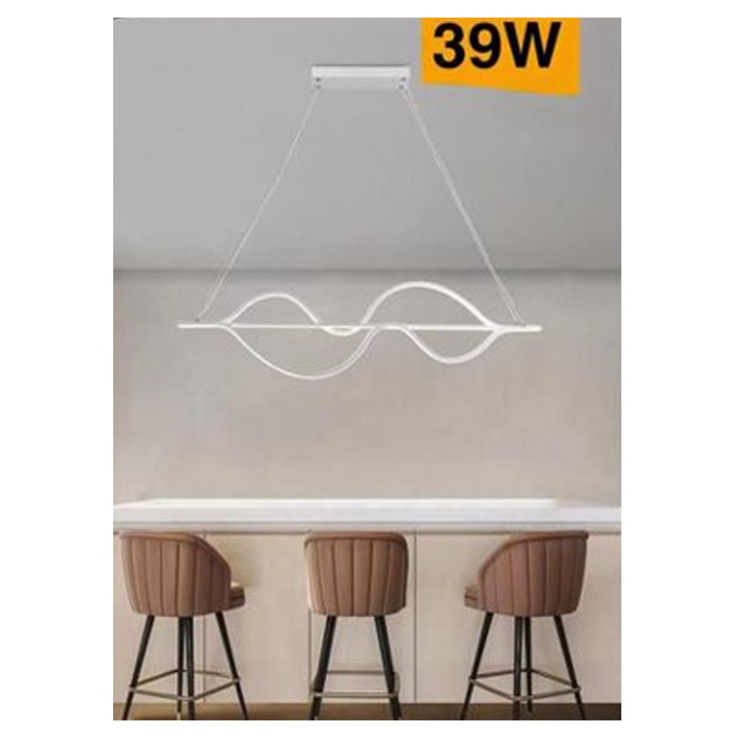 foto del prodotto trade shop - lampadario led a sospensione 39 watt moderno onde luce 6500k 4000k 3000k b64-b - -bianco naturale -