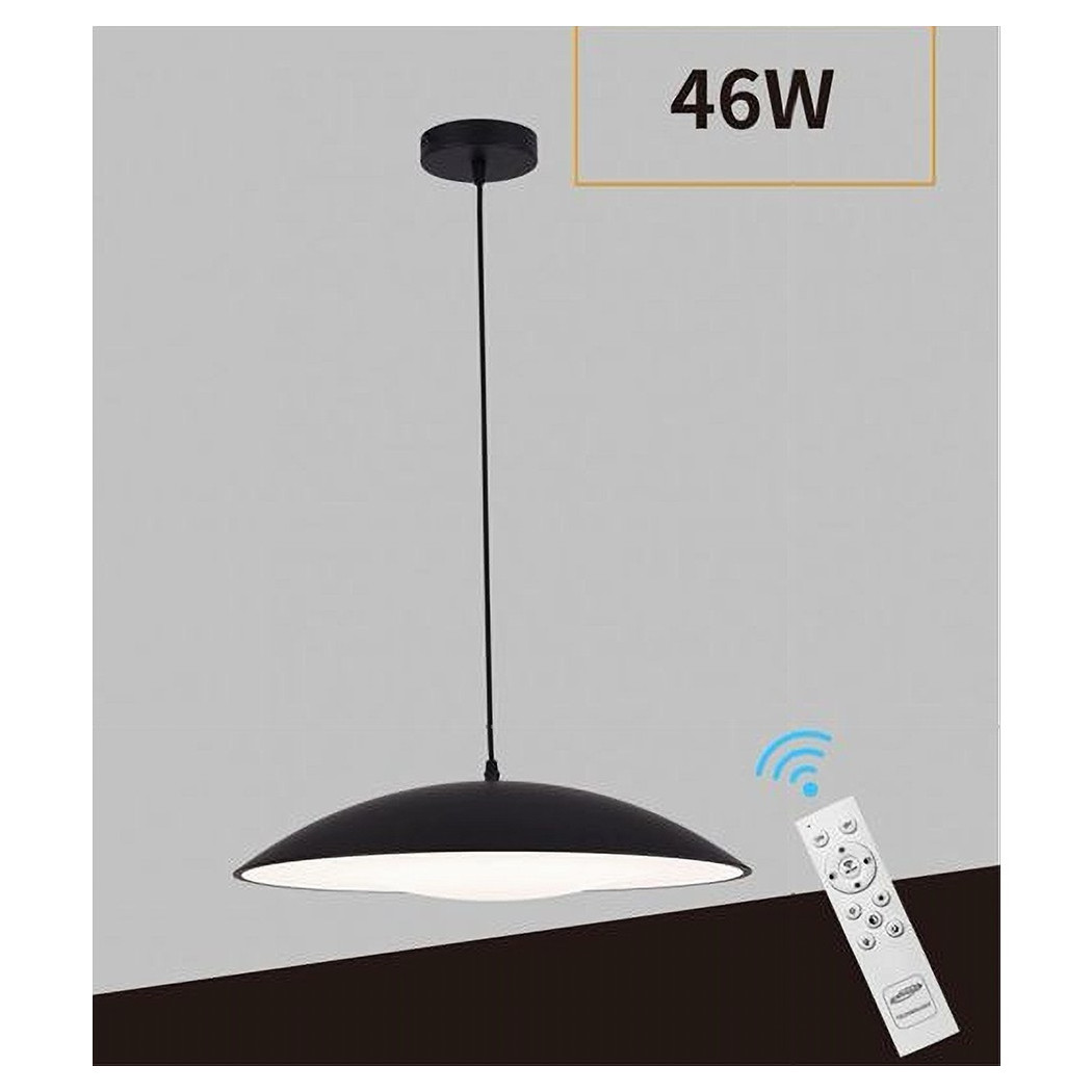 foto del prodotto trade shop - lampadario led a sospensione 46w 3 colorazione luce dimmerabile telecomando b81-3c - nero