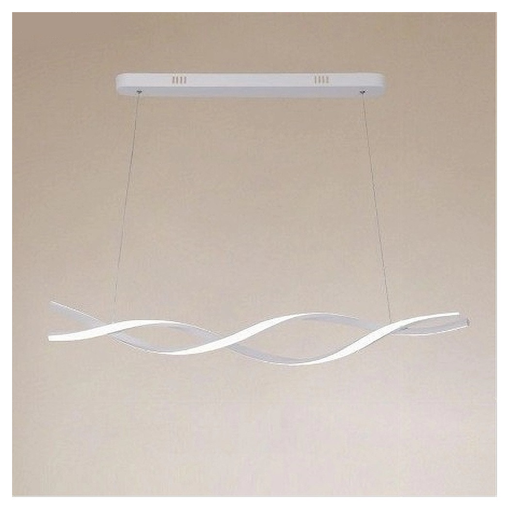 foto del prodotto trade shop lampadario led a sospensione 48w bianco spirale ondulato vortice intrecciato luce 4000k 32484 